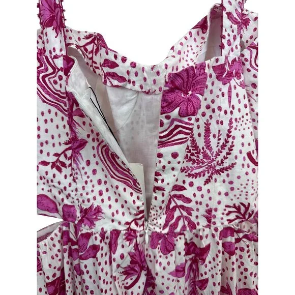 NWT Zara Women's L Strappy Floral Cut-Out Maxi Dress Pink White Resort Tropical - Picture 6 of 14